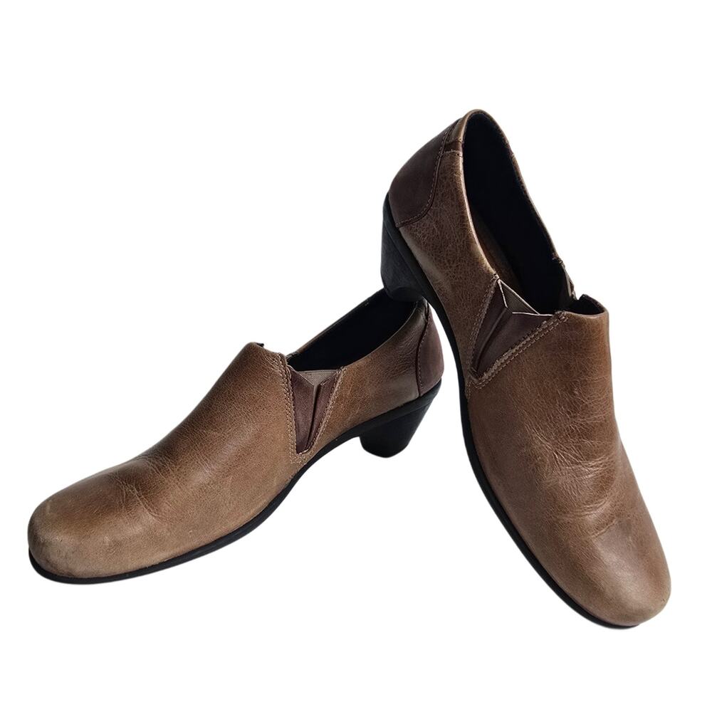 Brown Leather Pumps Naot Oxford Shootie Size 10 Heeled Slip On Shoes